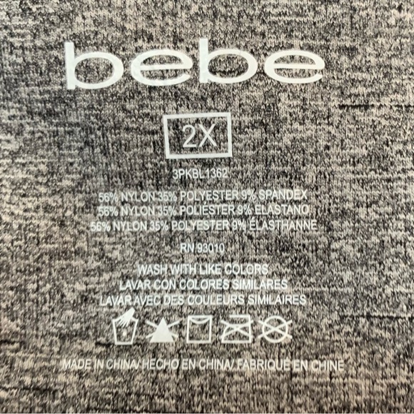 Bebe. Compression shorts/workout undershorts. 2XL. Gray with hole design. - Picture 7 of 7